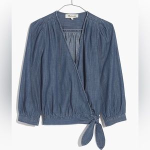 Madewell denim wrap top